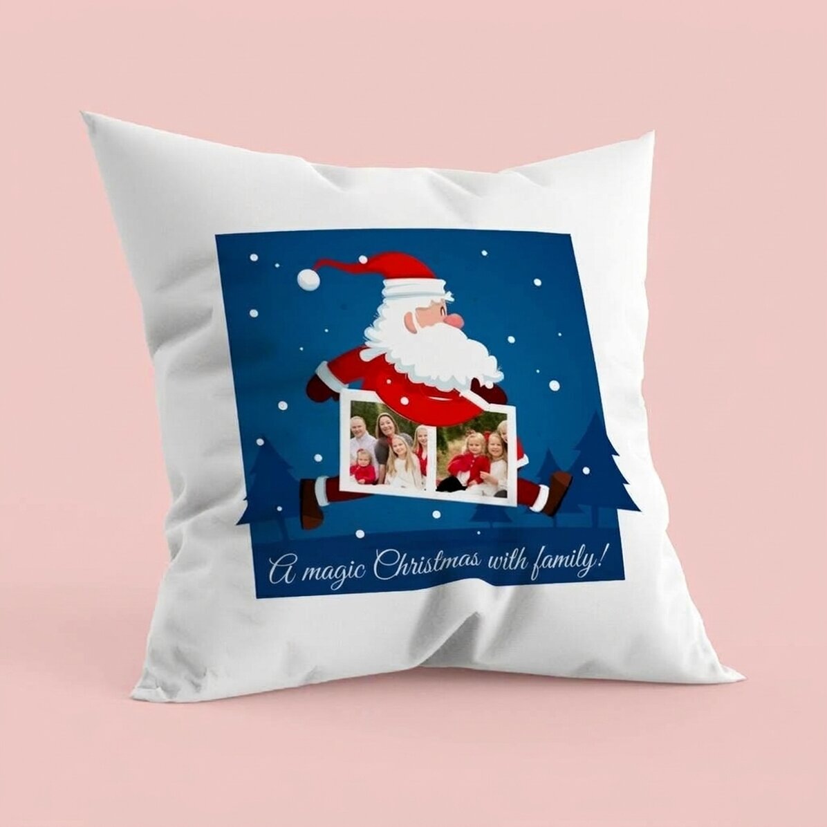 Gepersonaliseerd kussen met twee foto’s en tekst – Kerstman