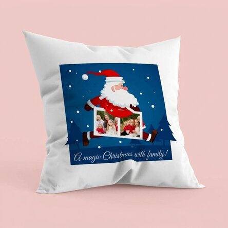 Gepersonaliseerd kussen met twee foto’s en tekst – Kerstman
