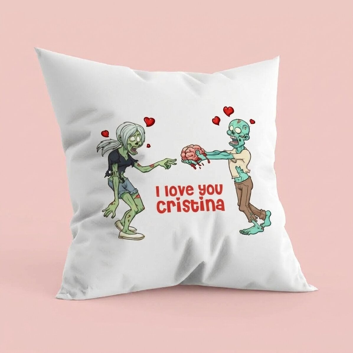 Gepersonaliseerd kussen met tekst - Zombie Love