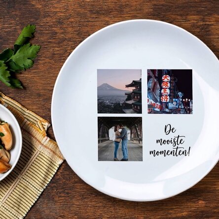 Gepersonaliseerd bord met 3 foto's en tekst
