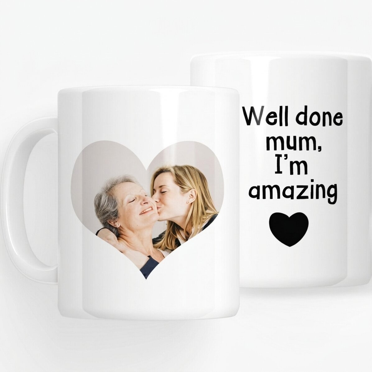 Gepersonaliseerde beker met een foto en tekst - Well done mum