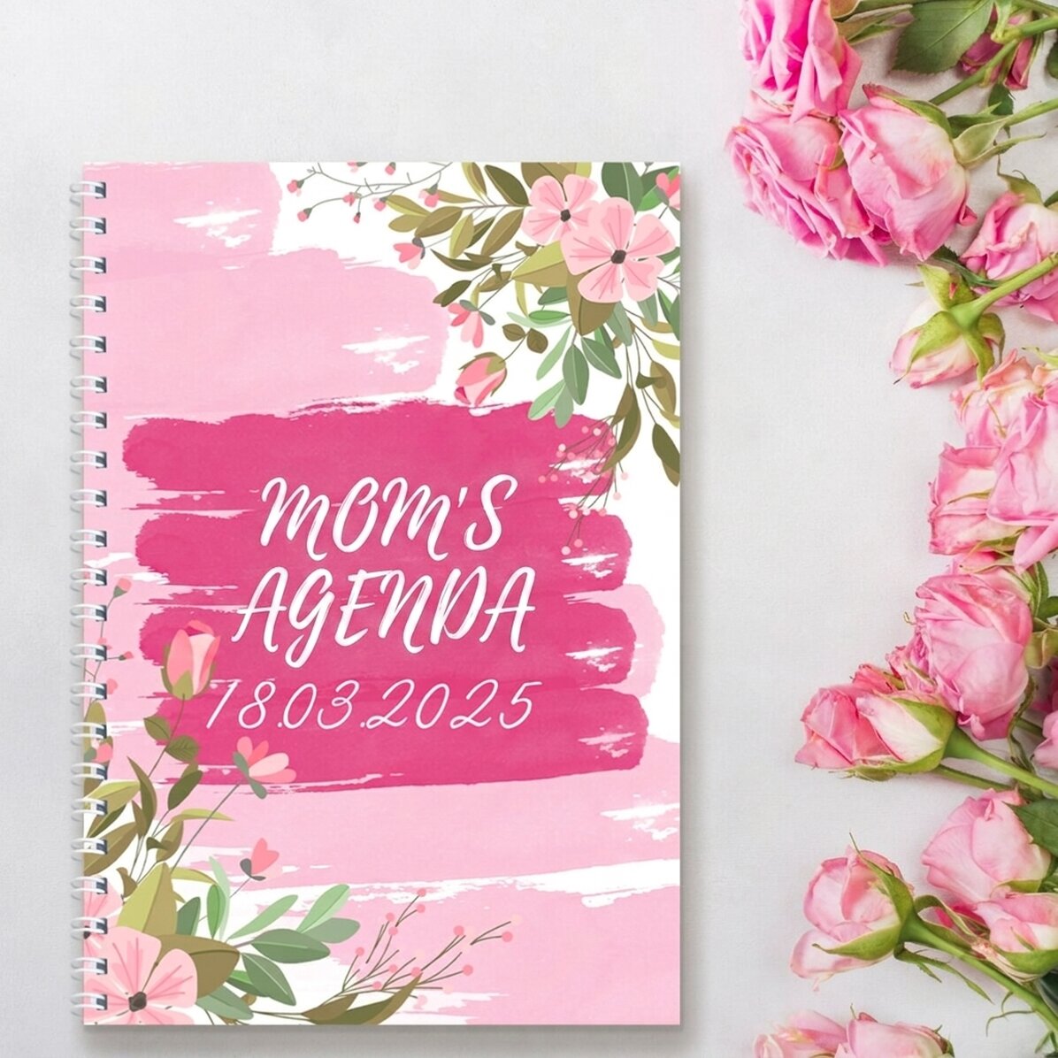 Gepersonaliseerd notitieboekje met bloemen - Moeders agenda