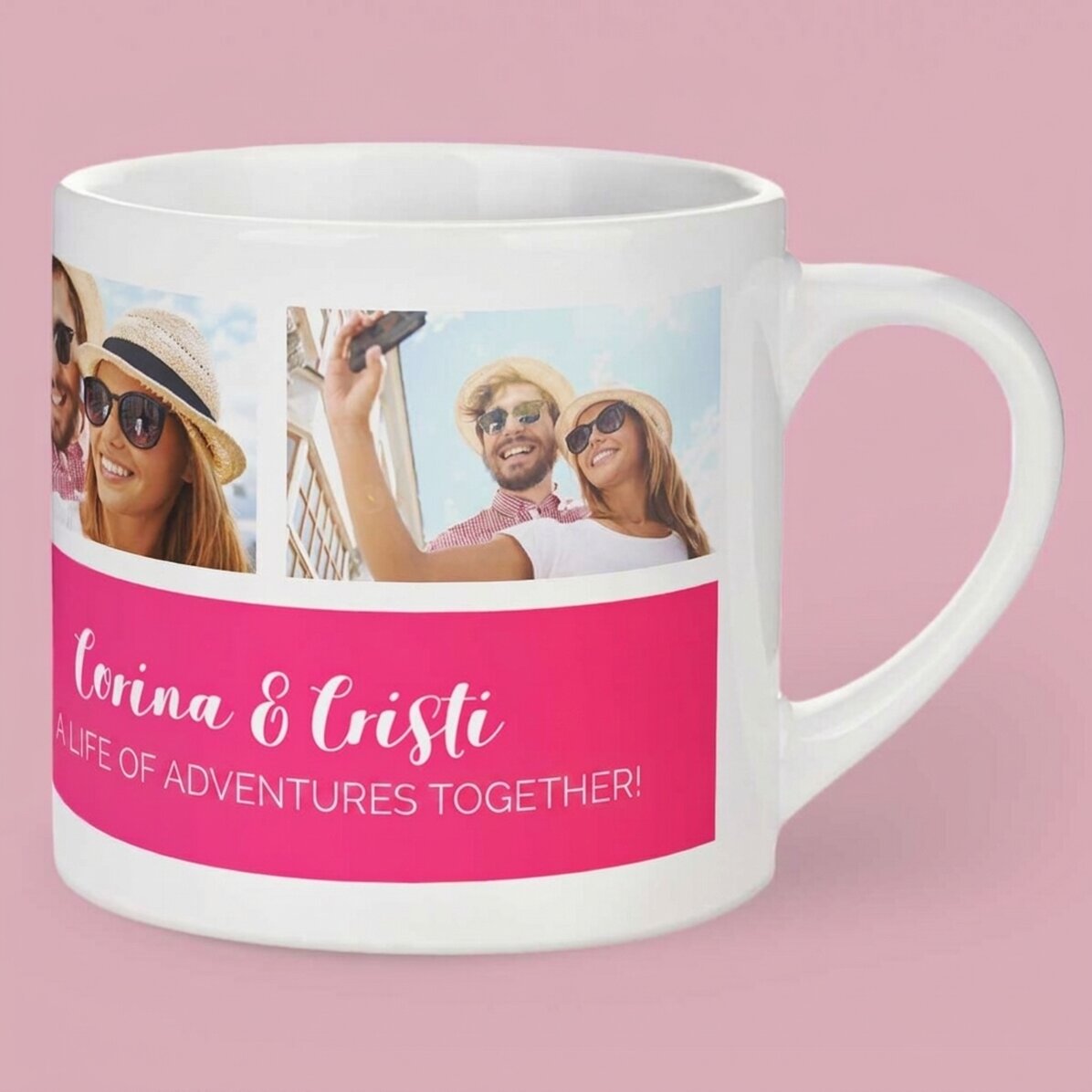 Gepersonaliseerd espressokopje met 3 foto’s en tekst
