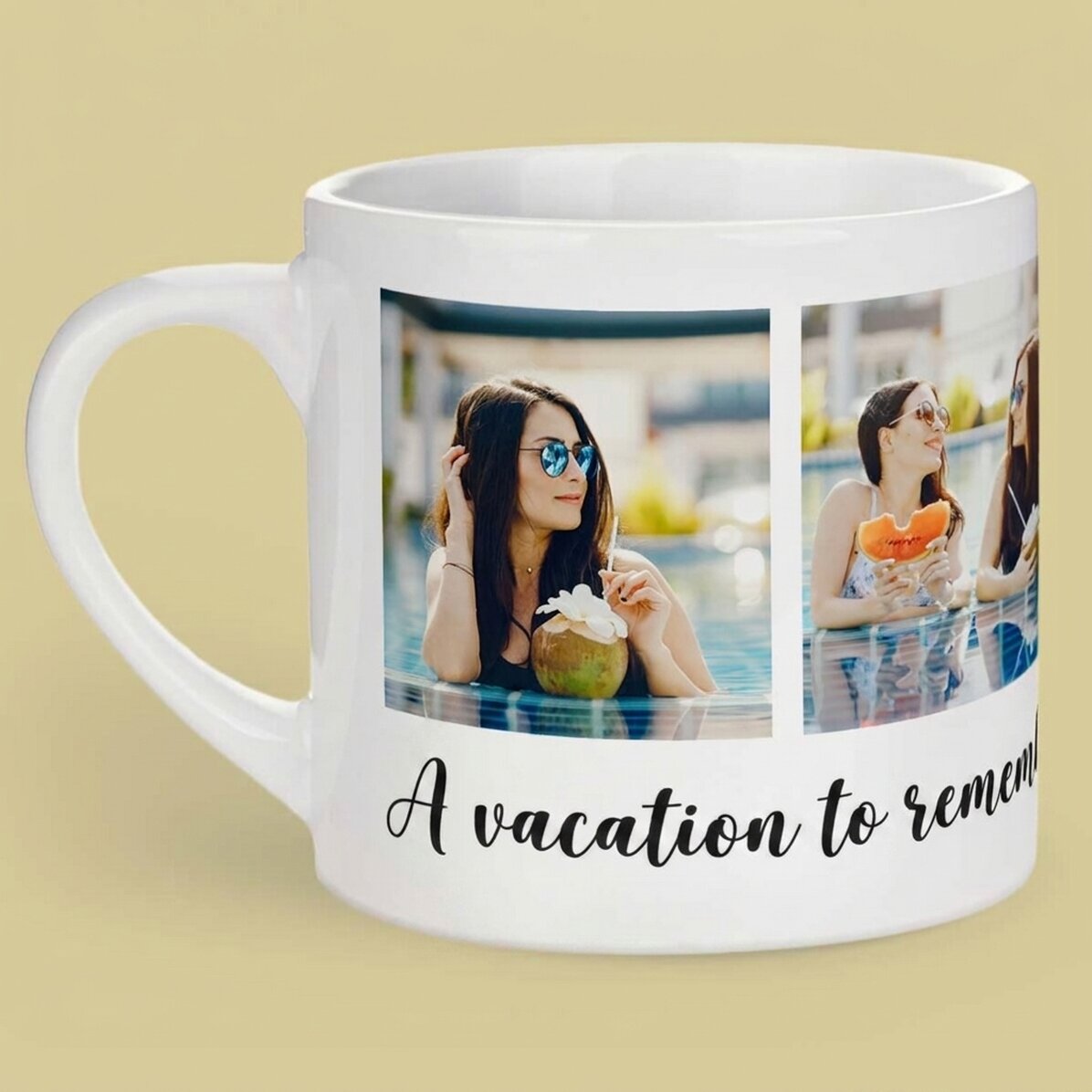 Gepersonaliseerd espressokopje met 4 foto’s en tekst