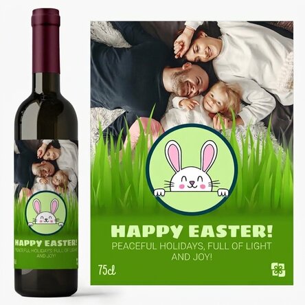 Personalised wine with text and photo - Happy Easter!