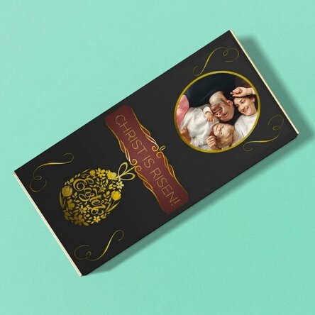 Personalised chocolate with text and photo for Easter