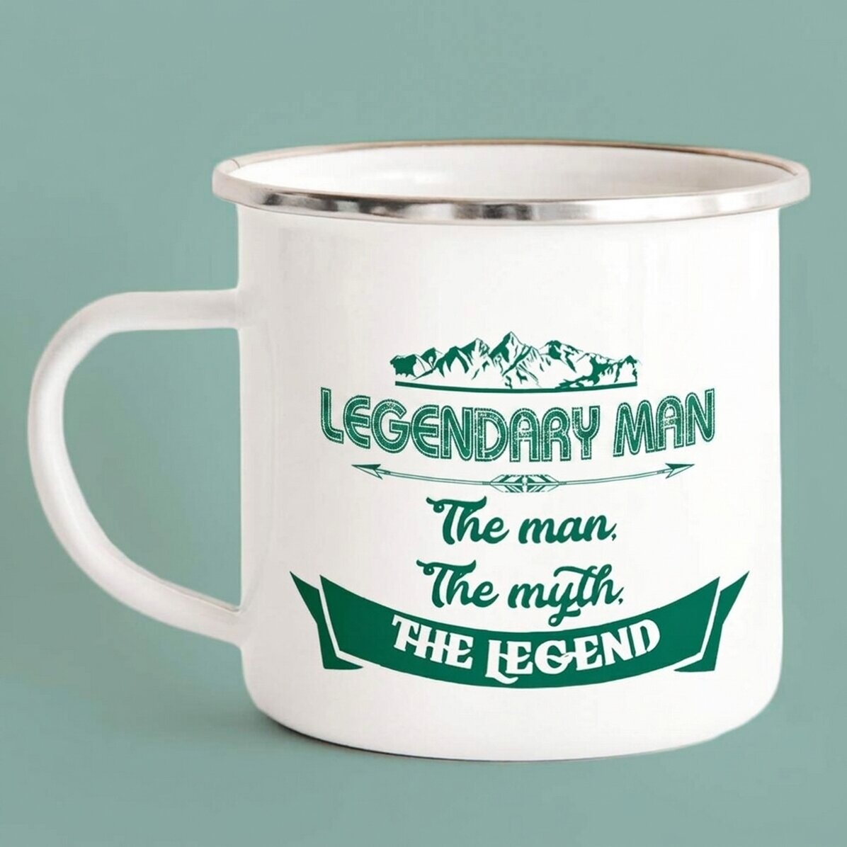 Met naam gepersonaliseerde geëmailleerde metalen mok - The Legend