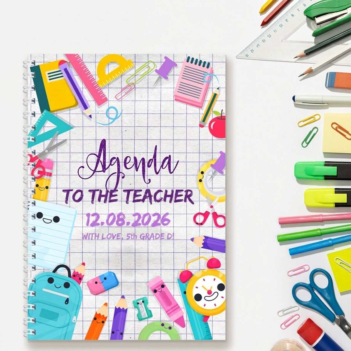 Gepersonaliseerd notitieboekje met tekst - Agenda voor docenten