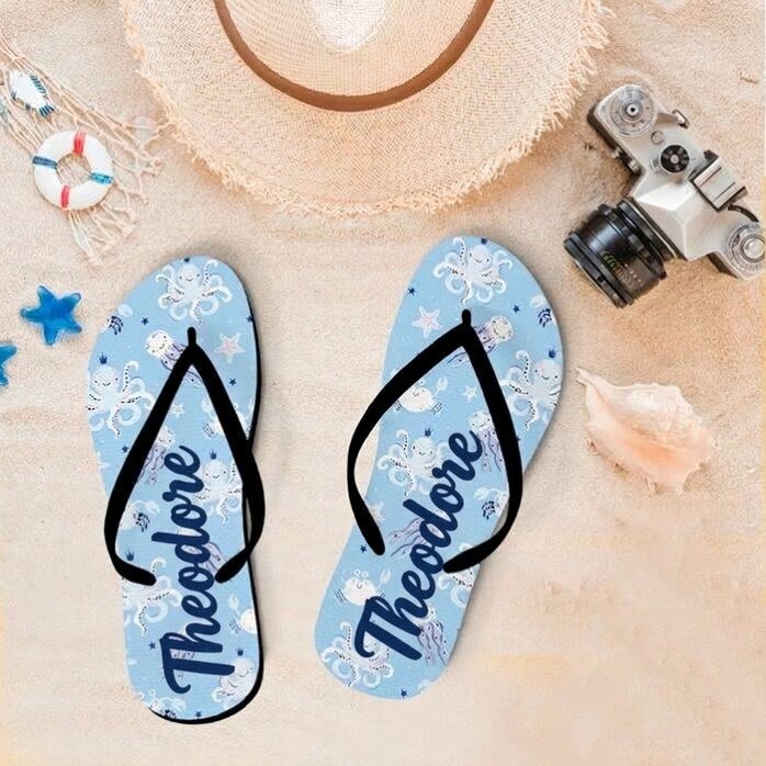 Gepersonaliseerde slippers voor kinderen met tekst - Jellyfish