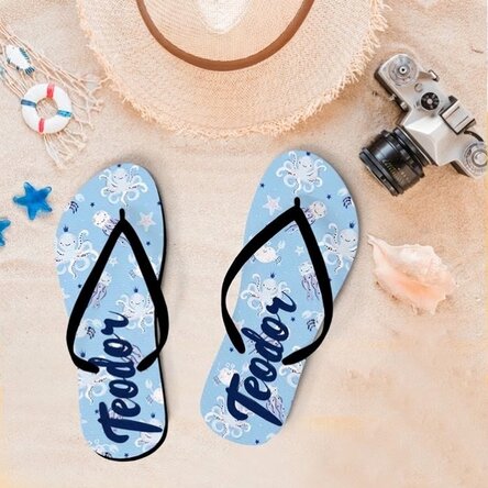 Gepersonaliseerde slippers voor kinderen met tekst - Jellyfish