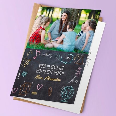 Gepersonaliseerde wenskaart met foto en tekst - Voor leraren