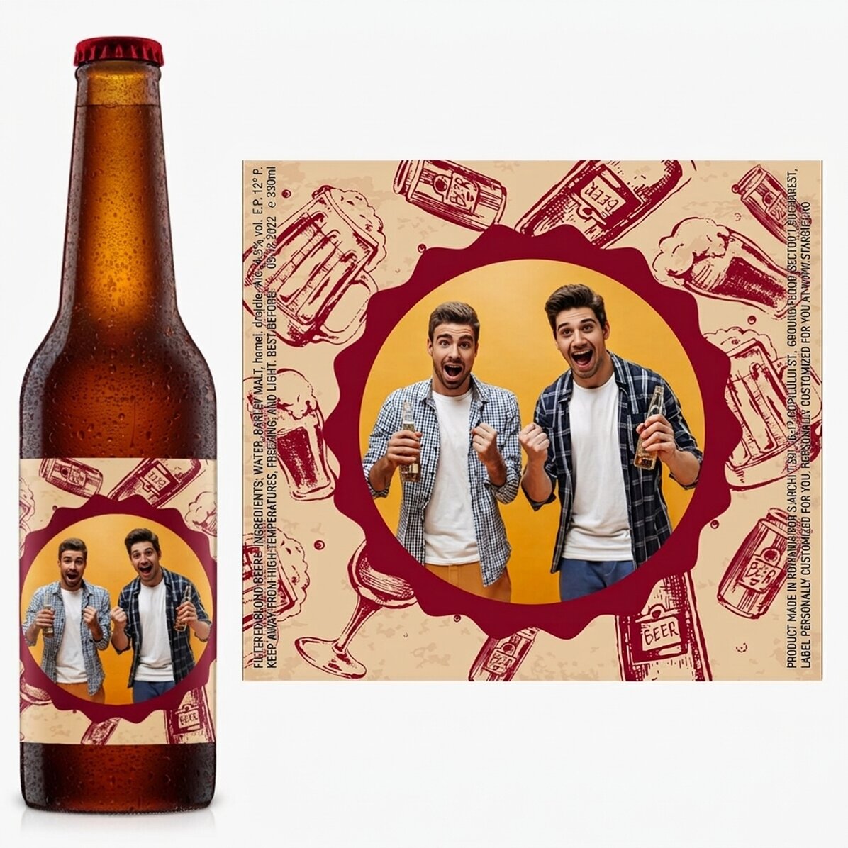 Bier met een foto erop