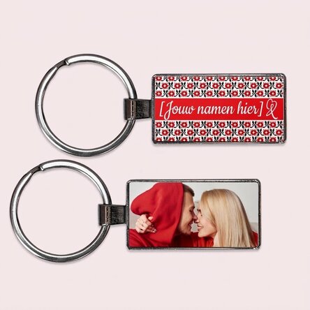 Gepersonaliseerde sleutelhanger met een foto en tekst – traditioneel model