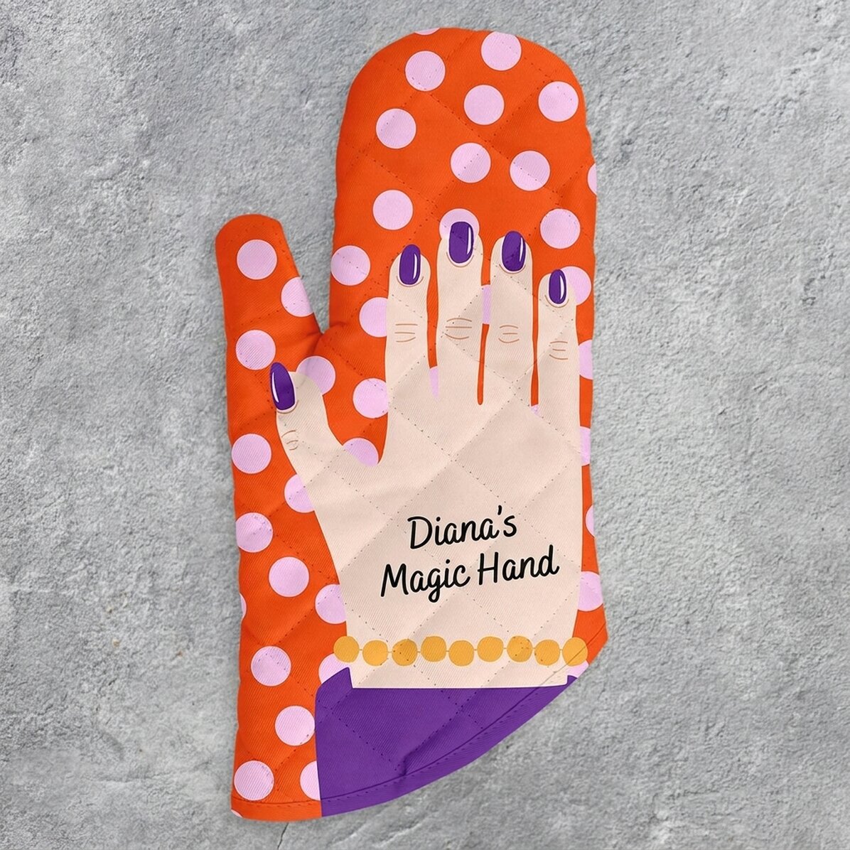 Op maat gemaakte keukenhandschoen met tekst - Handmodel
