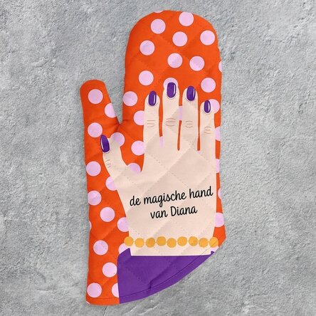 Op maat gemaakte keukenhandschoen met tekst - Handmodel