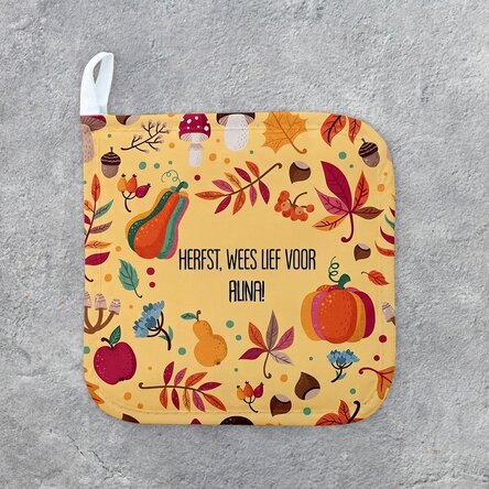 Gepersonaliseerde onderzetter voor hete pannen met tekst - Fijne herfst
