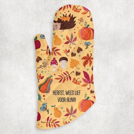 Op maat gemaakte keukenhandschoen met tekst - Fijne herfst