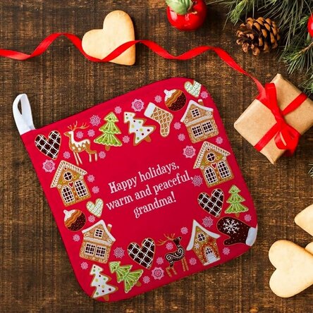 Personalised hot pot holder with text - Gingerbread