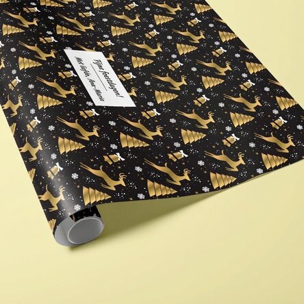 Gepersonaliseerd cadeaupapier met tekst in een kader – kerstmotief