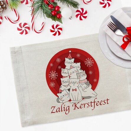 Gepersonaliseerde bordhouder - Cat's Christmas