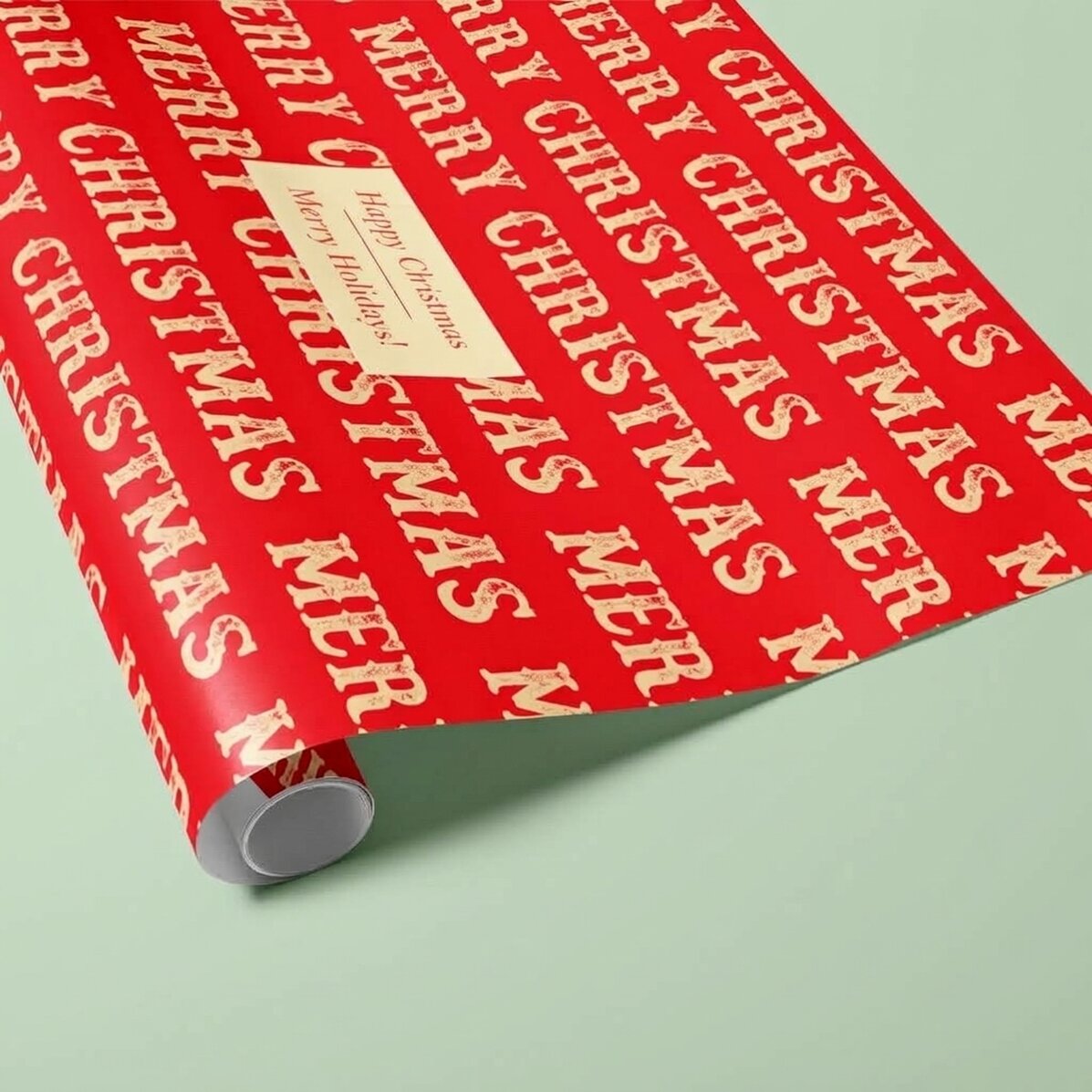 Gepersonaliseerd cadeaupapier met tekst in een kader - Merry Christmas