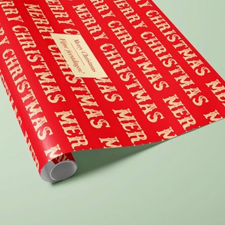 Gepersonaliseerd cadeaupapier met tekst in een kader - Merry Christmas