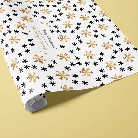 Personalised gift wrapping paper with text in a border - Snowflakes