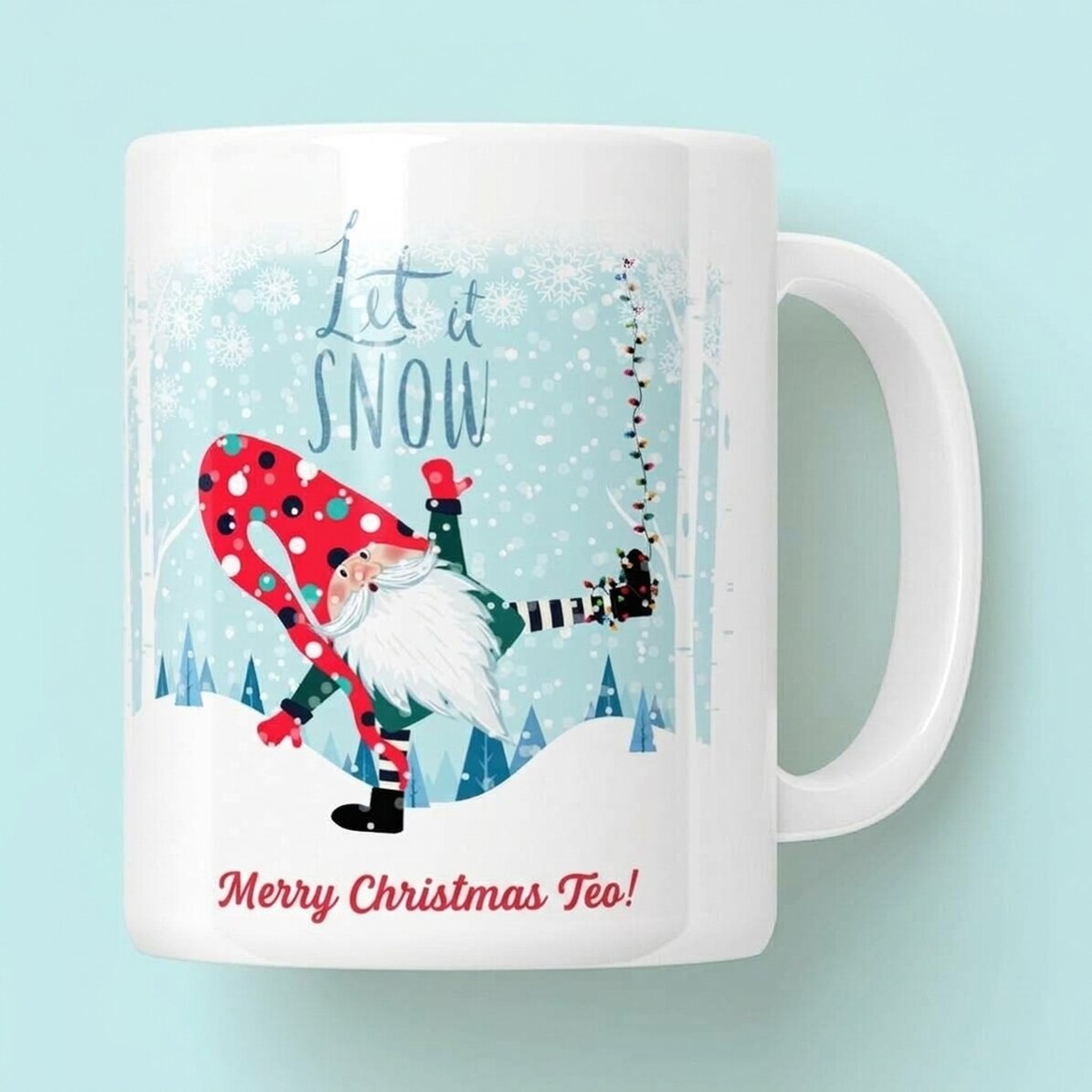 Gepersonaliseerde mok met tekst - Let it snow