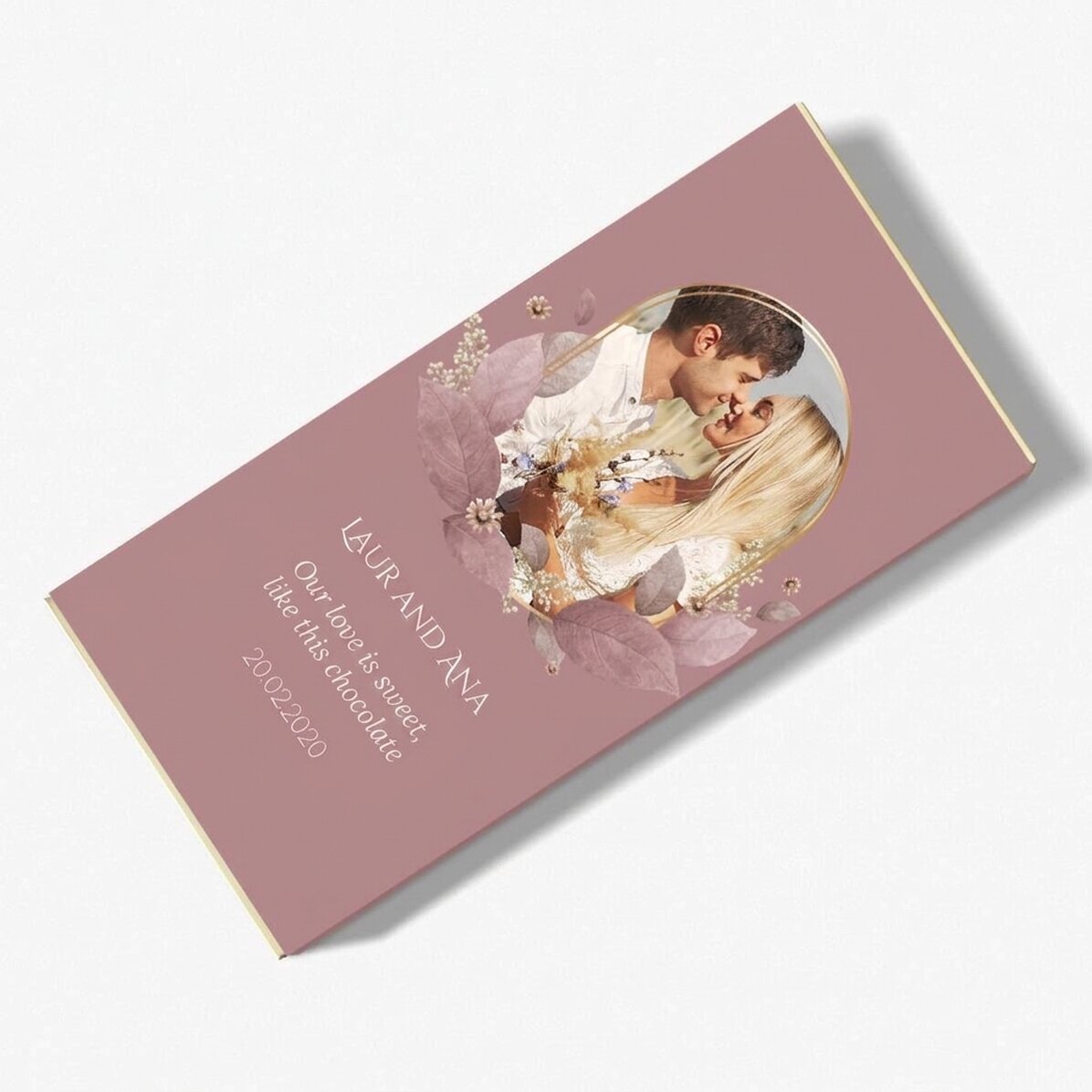 Chocolade met persoonlijke tekst en foto - Floral