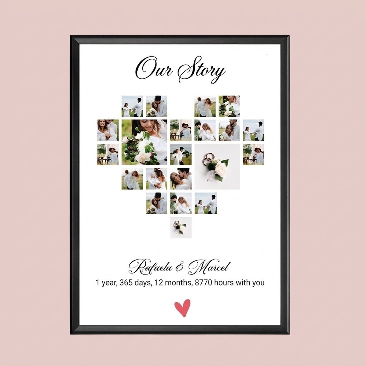Personalised canvas with text and 21 photos - Our story