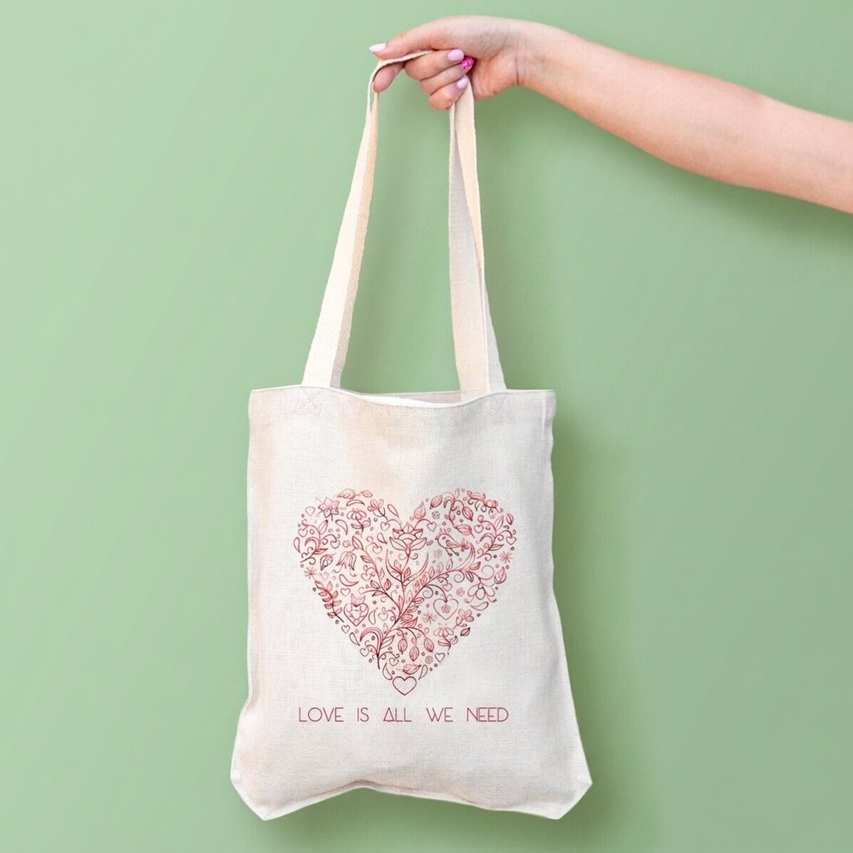 Gepersonaliseerde tas met tekst - Love is all we need