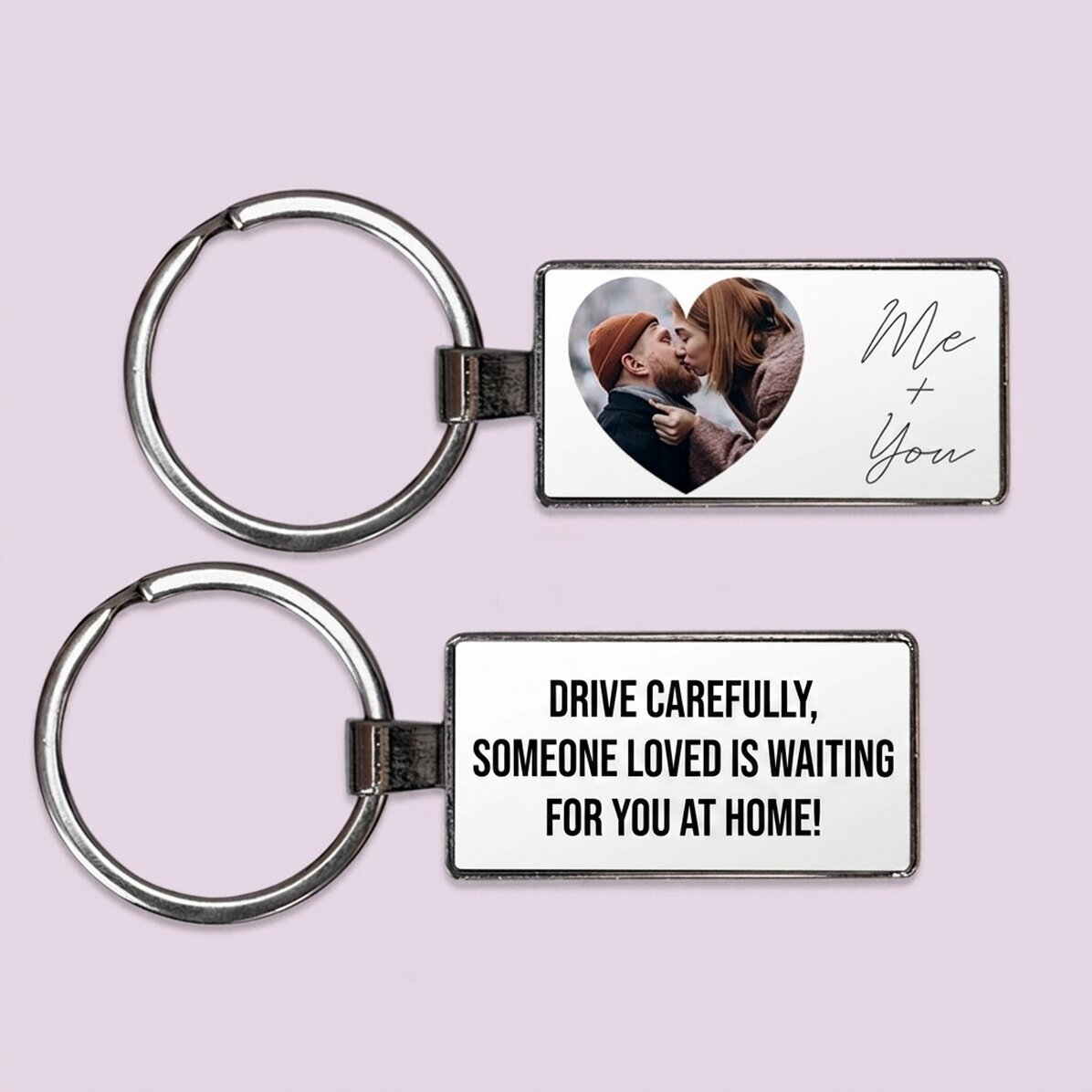 Gepersonaliseerde sleutelhanger met tekst en foto - Hart