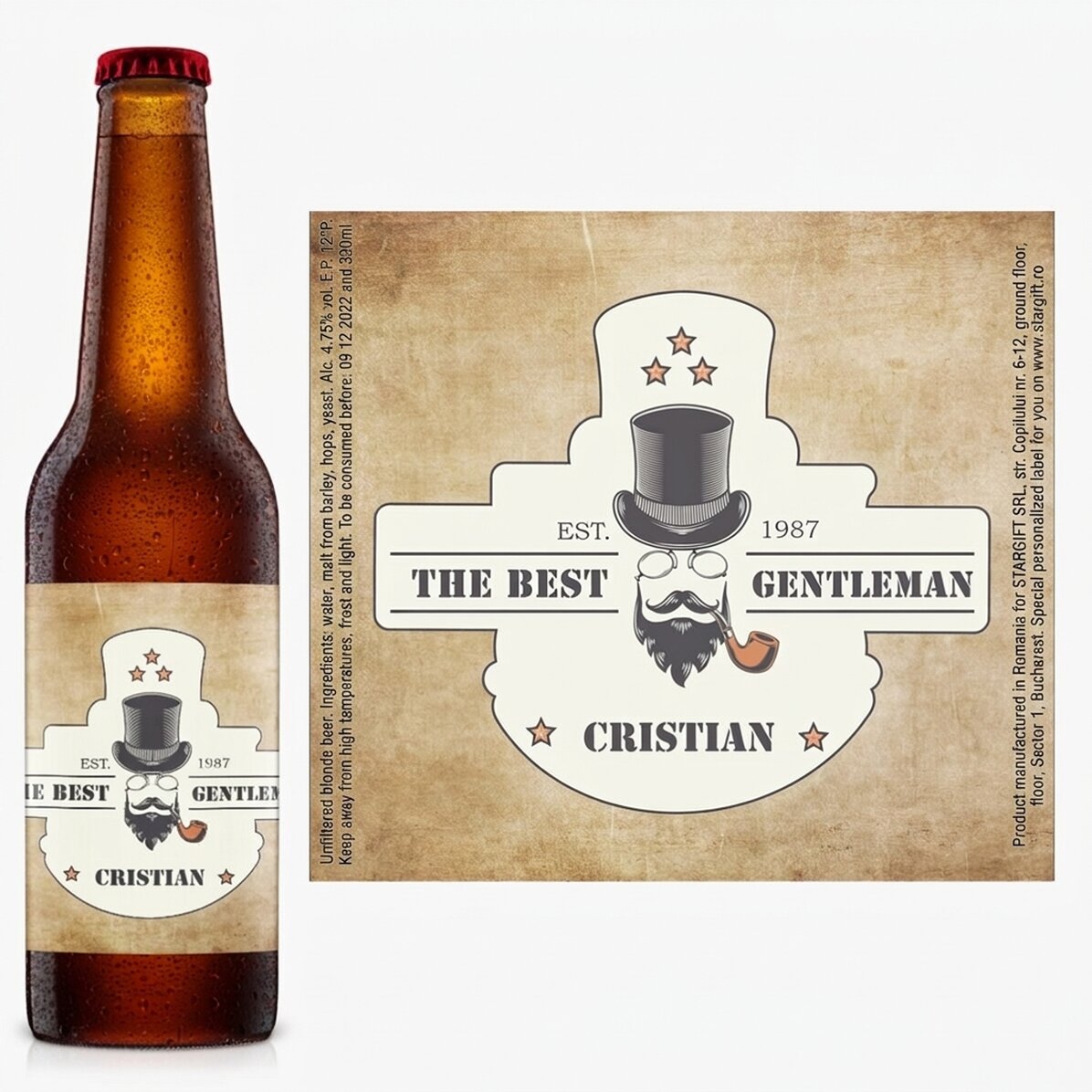 Bier met gepersonaliseerde tekst - Gentleman