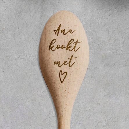 Gepersonaliseerde houten lepel - Cook with love