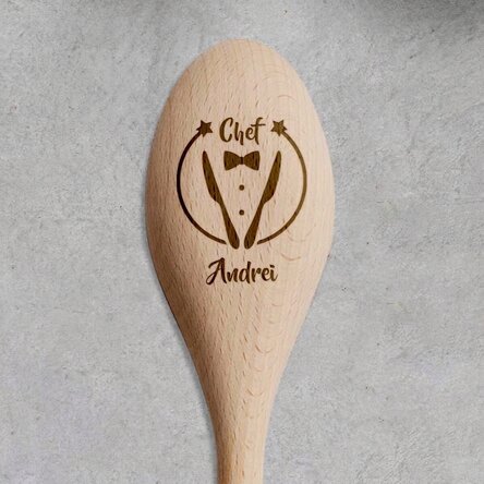 Gepersonaliseerde houten lepel - Chef-kok