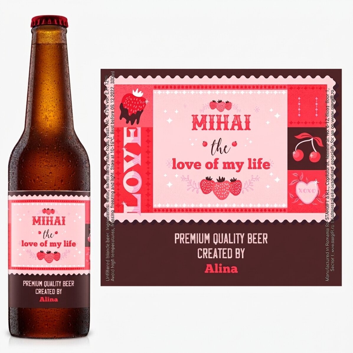Bier met gepersonaliseerde tekst - Valentijnsdag