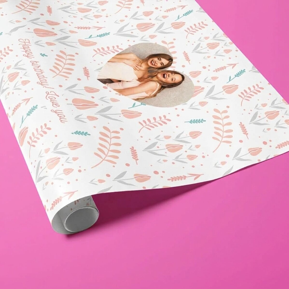 Gepersonaliseerd cadeaupapier met een foto en tekst - Spring