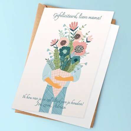 Gepersonaliseerde wenskaart met tekst - Een boeket vol liefde!