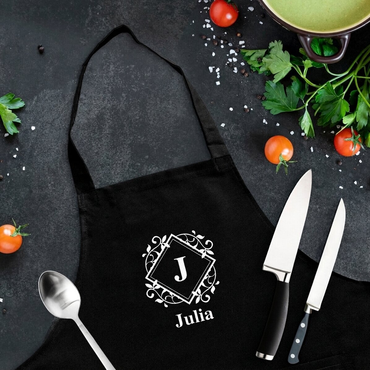 Gepersonaliseerd setje met monogram en tekst - Leaves