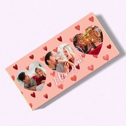 Chocolade met 3 foto's naar keuze - I Love you!