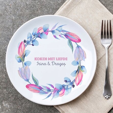 Gepersonaliseerd bord met tekst - Tulpen