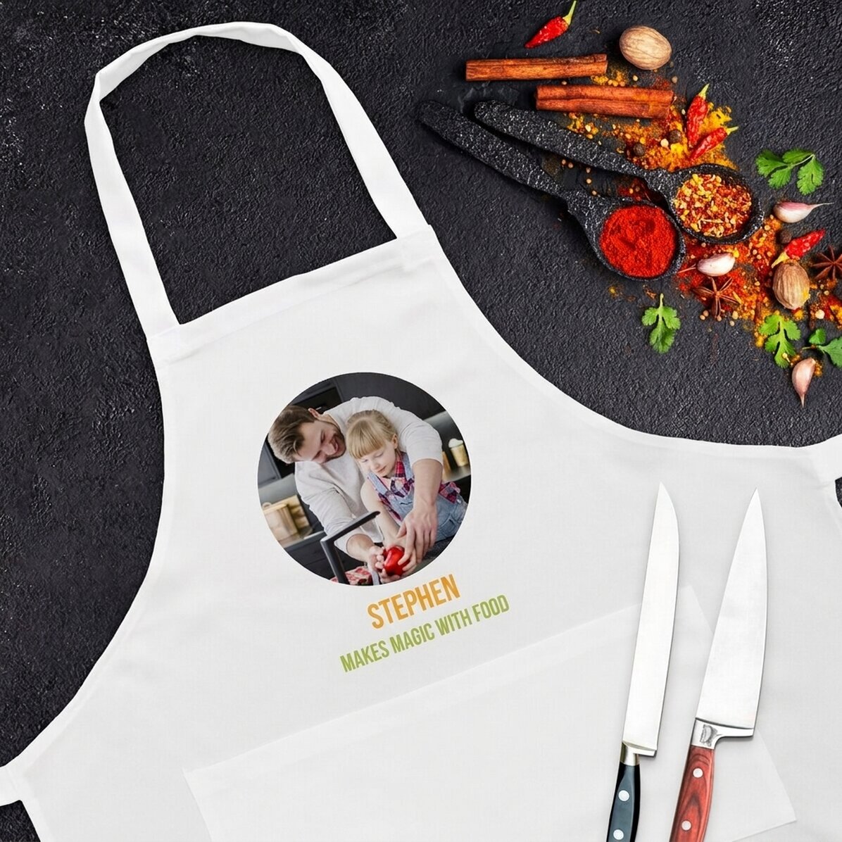 Gepersonaliseerd setje met foto en tekst - Toven in de keuken