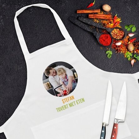 Gepersonaliseerd setje met foto en tekst - Toven in de keuken