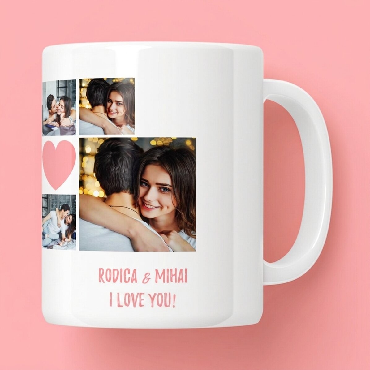 Gepersonaliseerde mok met 6 foto’s en tekst – Momenten als koppel