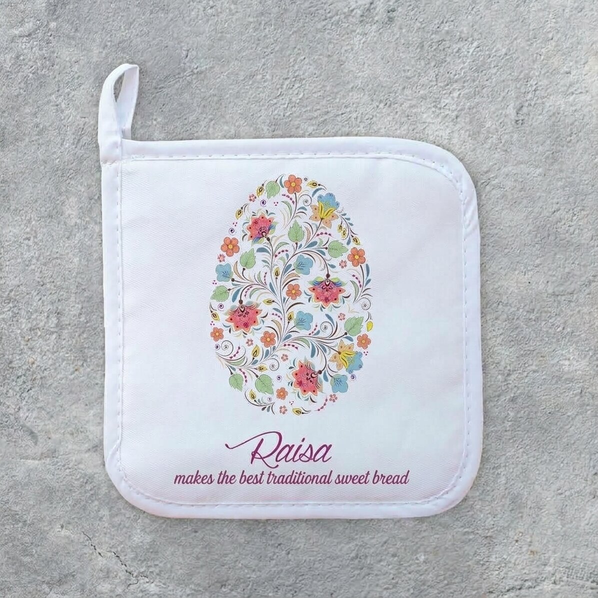 Gepersonaliseerde onderzetter voor hete pannen met tekst - Happy Easter