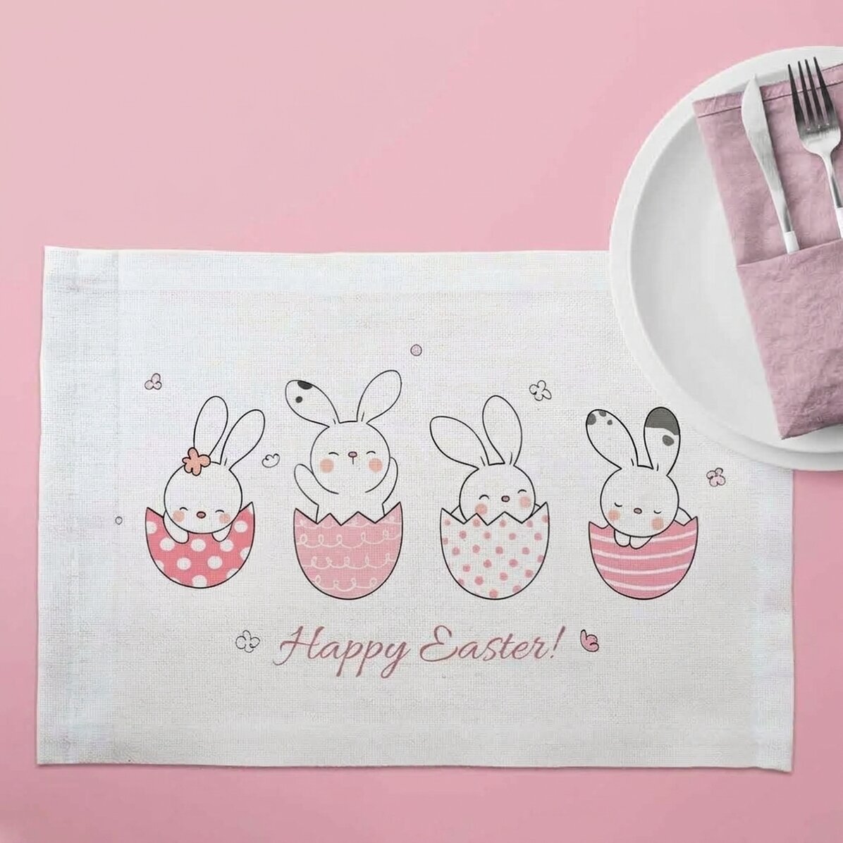 Gepersonaliseerde bordhouder - Happy bunnies