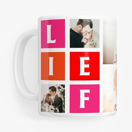 Gepersonaliseerde mok met 6 ‘love’-foto’s