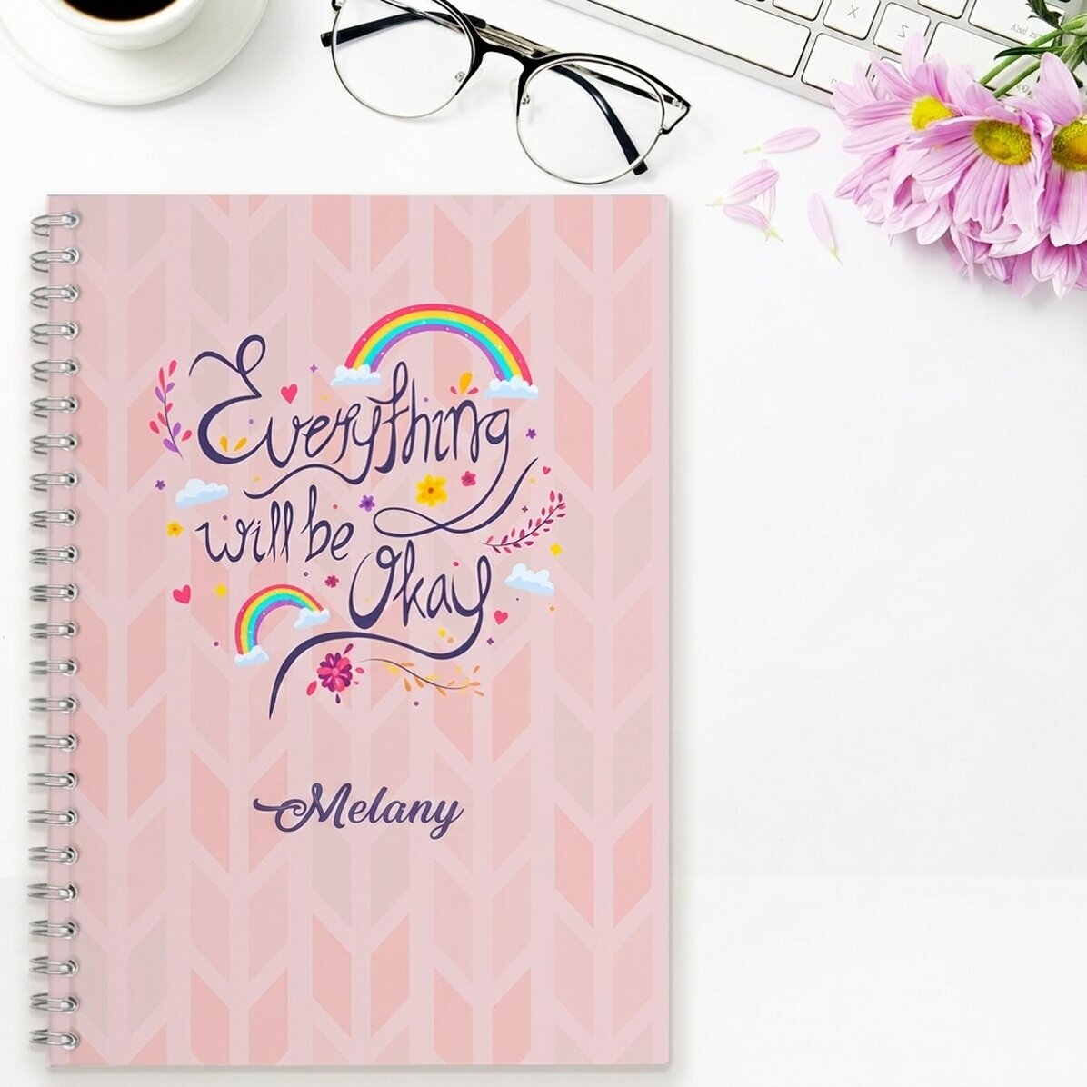 Gepersonaliseerde notitieboekje met tekst - Everything will be okay