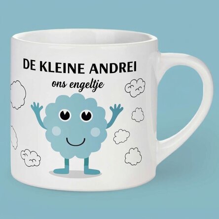 Gepersonaliseerde kinderbeker met tekst - Het vrolijke wolkje