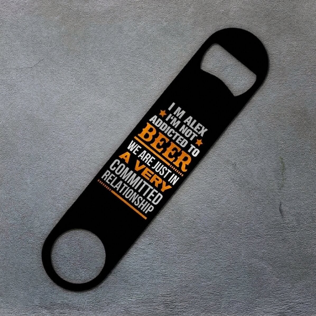 Gepersonaliseerde bieropener met tekst - Committed relationship